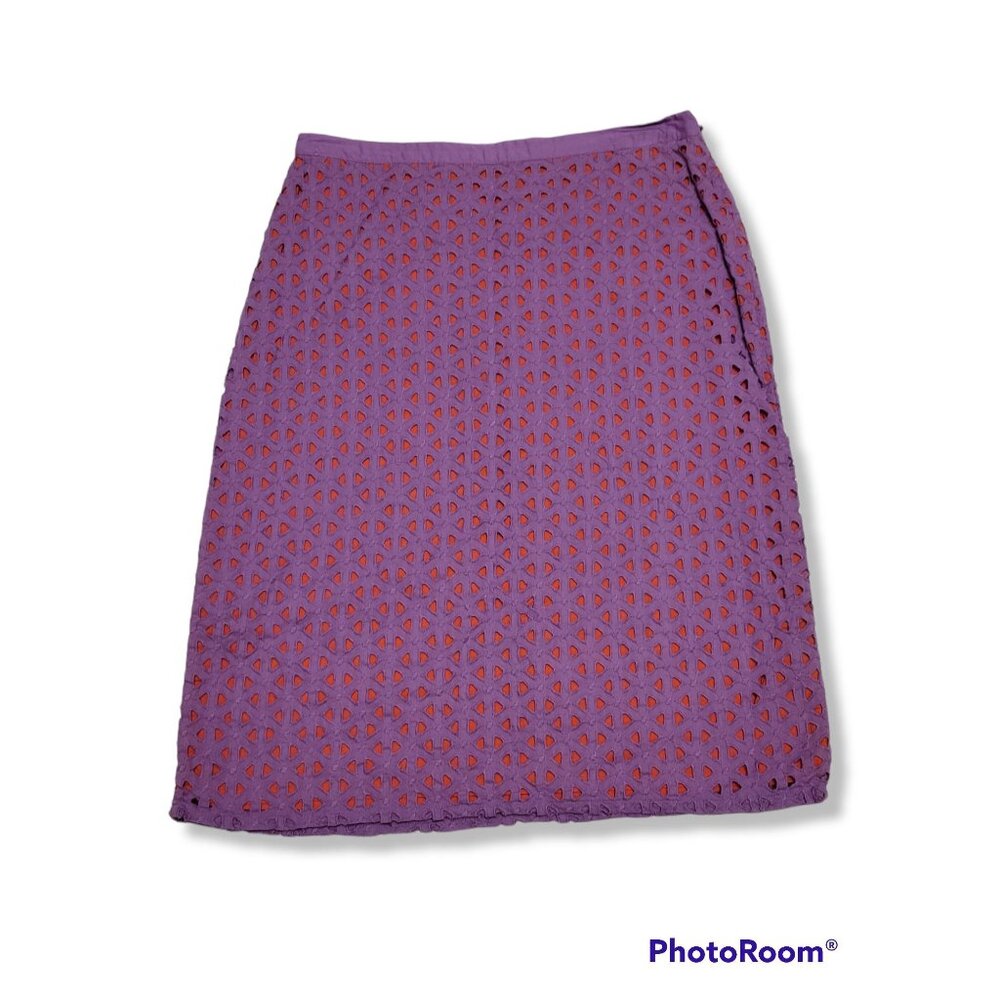 Boden Purple Orange A-Line Mid Length Skirt - Size 4 Regular
